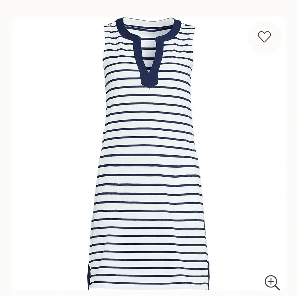 Lands' End Classic Navy and White Striped Dress - Picture 2 of 7